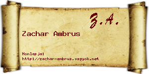 Zachar Ambrus névjegykártya